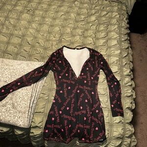 Black and Pink Long Sleeve Bodysuit